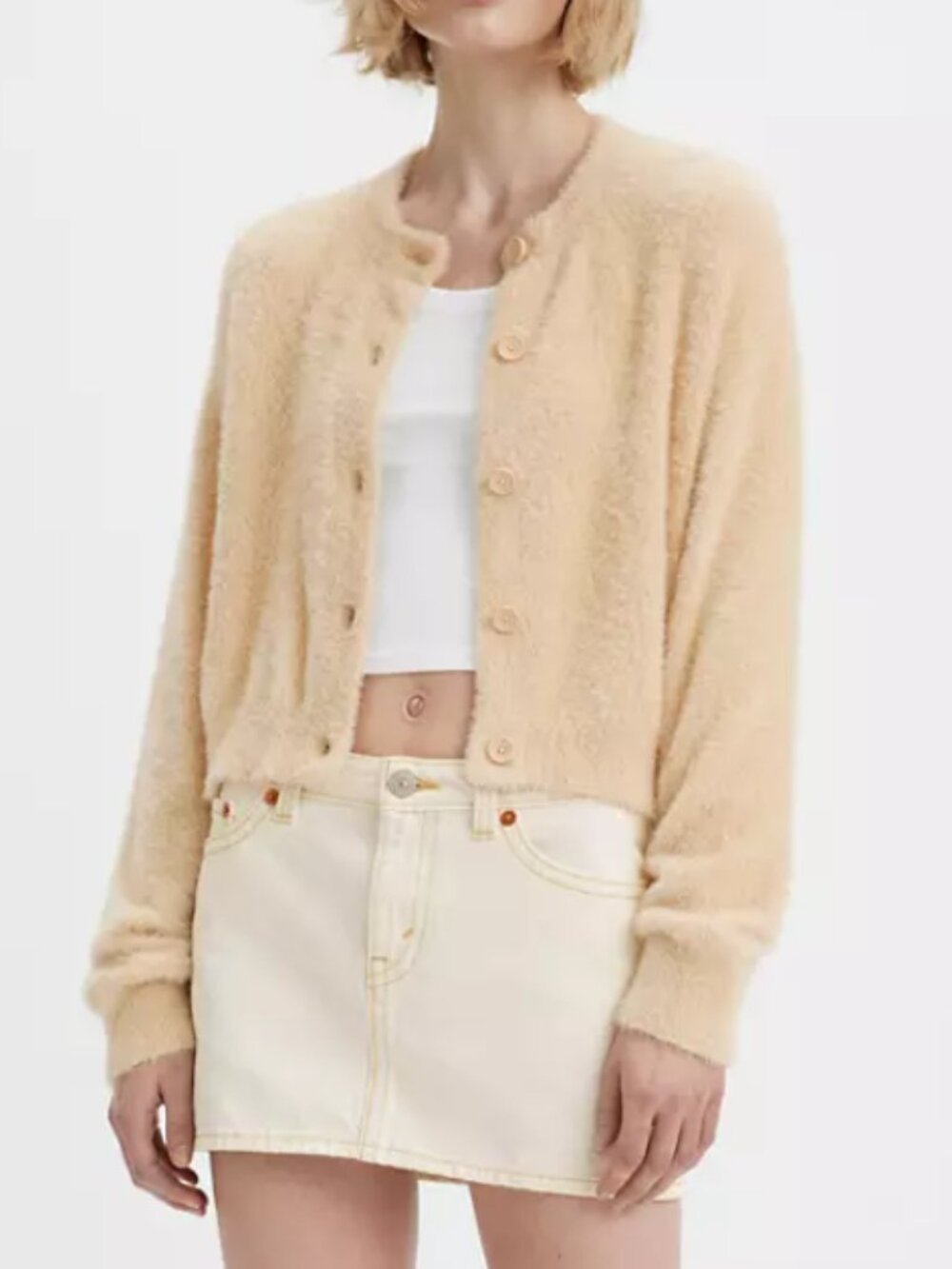 Levi's Women's CAT CARDIGAN, Cropped Sweater, Beige, Size M
